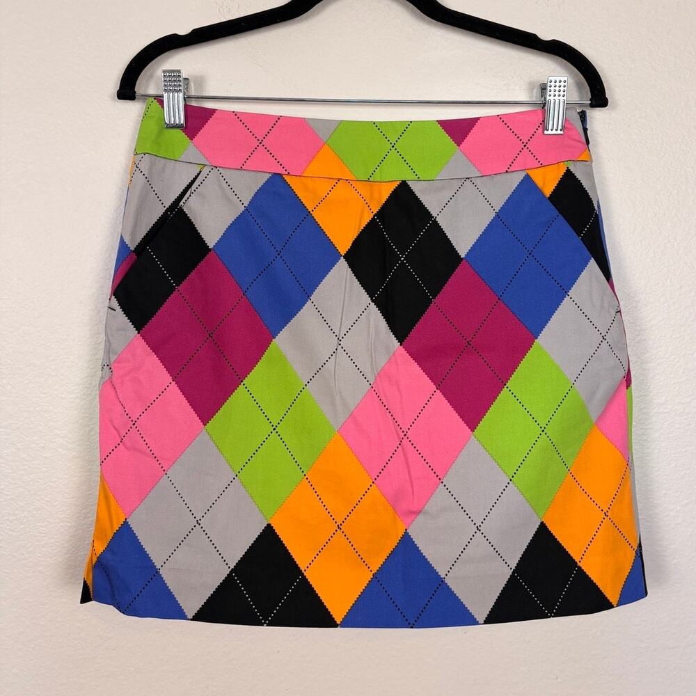 Loudmouth Ladies Argyle Golf Pickleball Preppy Bright Colorful Mini Skirt 2